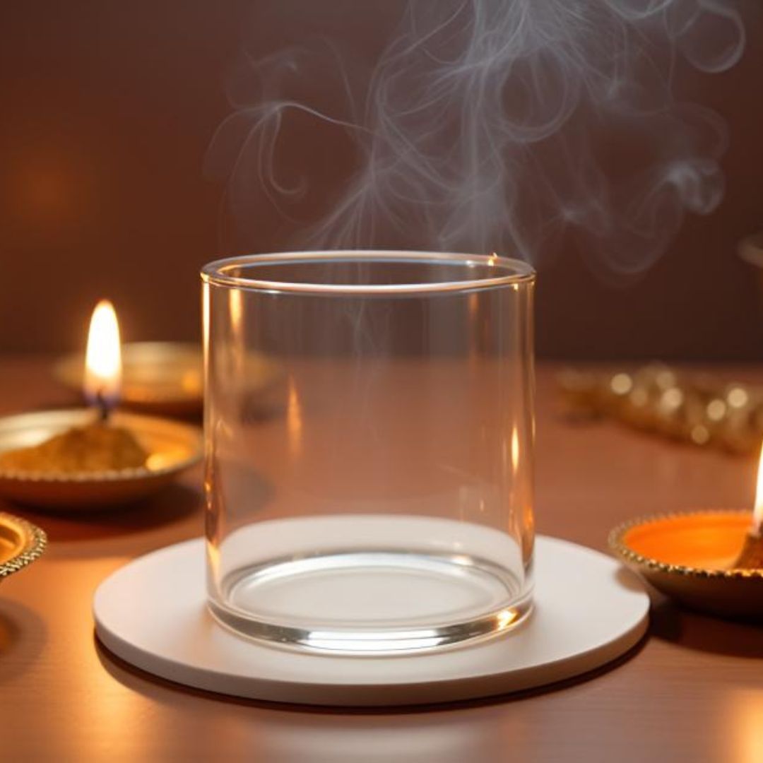 Borotech Heat-Resistant Glass Diya Cover – Glass Dome for Puja, Mandir & Festive Decor