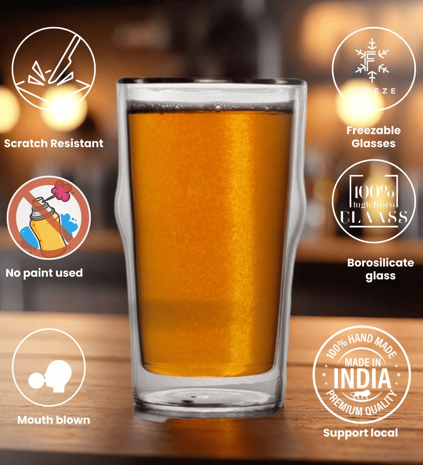 Borotech Glacier Grip Freezable Beer Glass - Borotech2Borotech