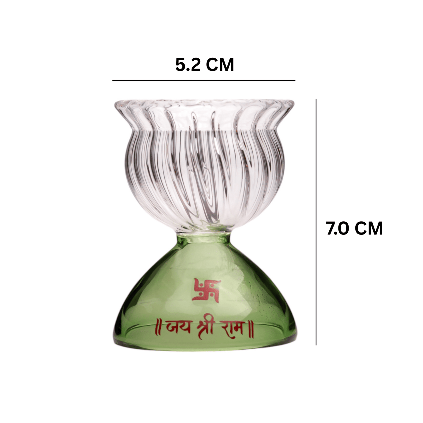 Borotech Green Glass Diya – Handmade Jai Shri Ram Lamp for Pooja Decor - BorotechGD - GREEN - 01PCBorotech