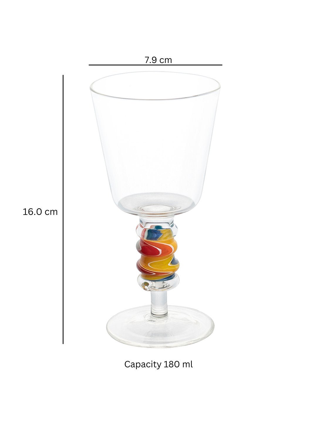 Aurora Wigwag Wine Goblet - Borotechheight : 160 mm diameter: 80 mm ml capacity : 180 ml2TransparentBorotech