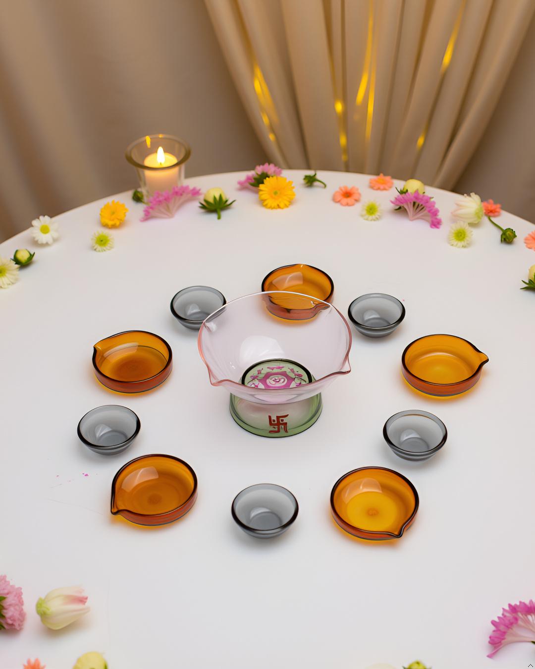 Borotech Akhand Diya Set – 11 Pc Reusable Lamps for Puja & Decor - BorotechGD - AKHAND - 11PCBorotech