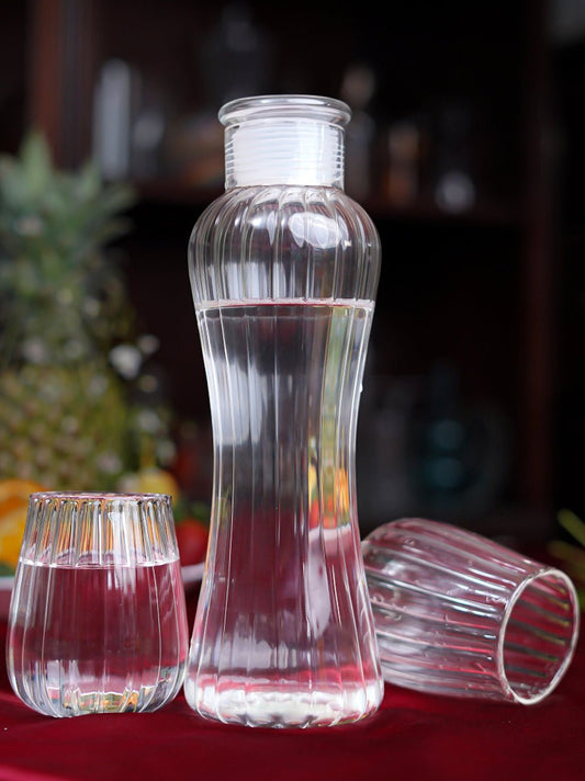 Ribbed Borosilicate Bottle and Glass Set - Borotech